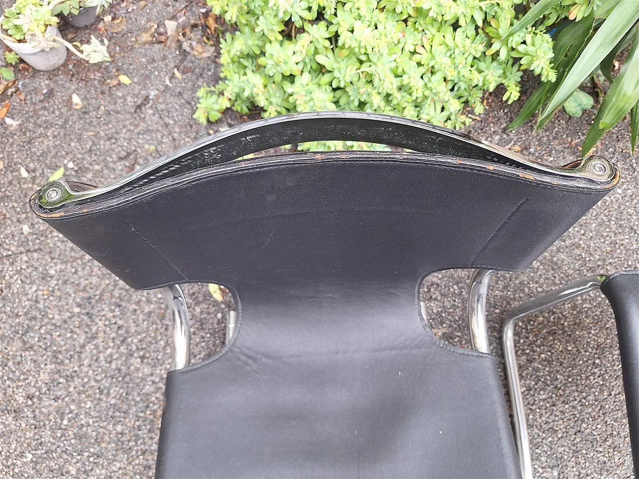 6 Chairs in chrome and black leather by Carlo Bartoli for T70, 1970s 8