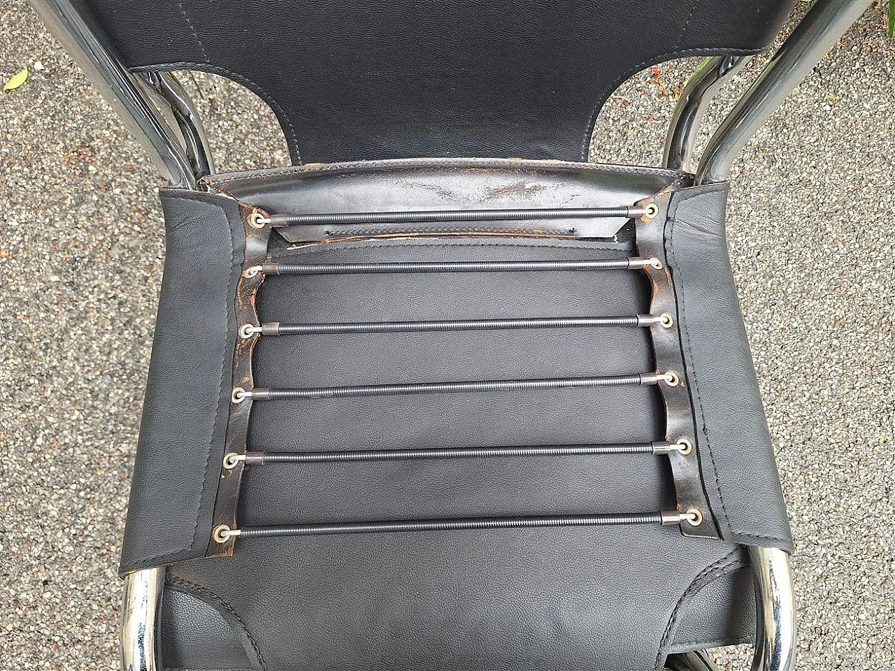 6 Chairs in chrome and black leather by Carlo Bartoli for T70, 1970s 11