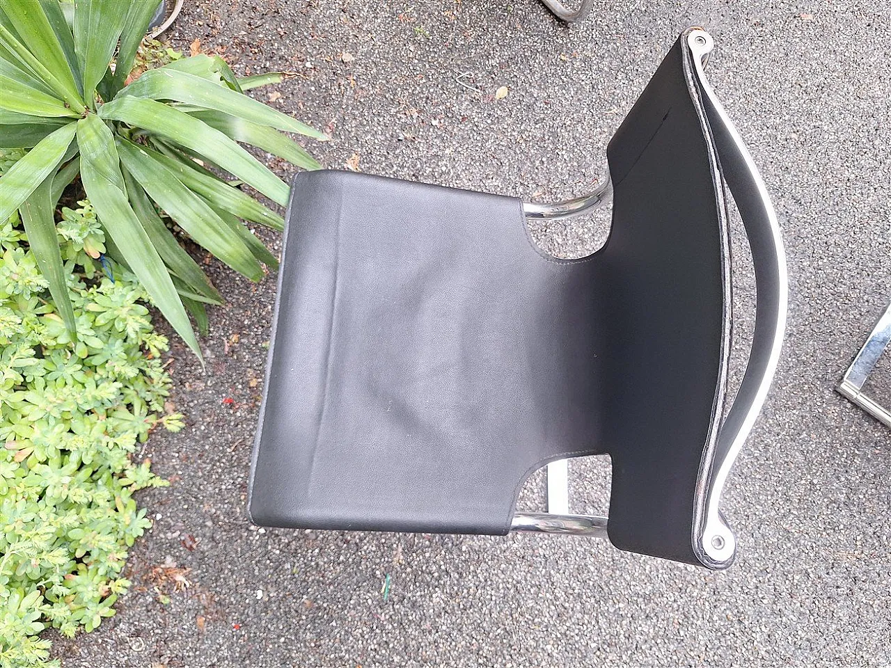 6 Chairs in chrome and black leather by Carlo Bartoli for T70, 1970s 12