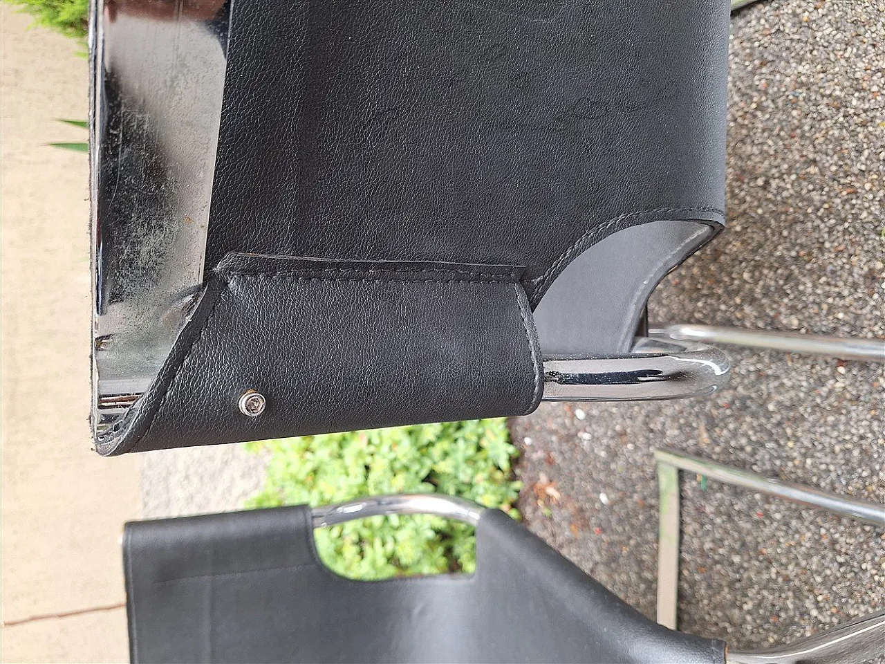 6 Chairs in chrome and black leather by Carlo Bartoli for T70, 1970s 14