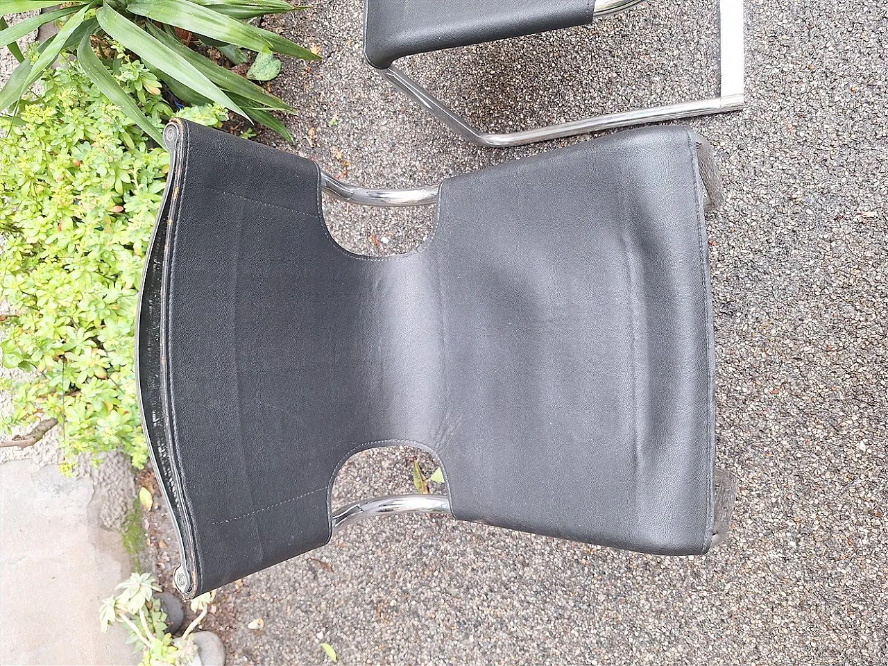 6 Chairs in chrome and black leather by Carlo Bartoli for T70, 1970s 15