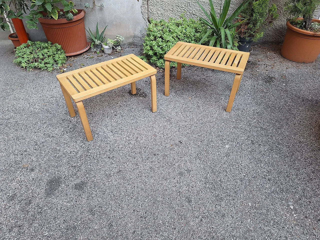 Model 153B benches in birch by Alvar Aalto for Artek, 1980s 2