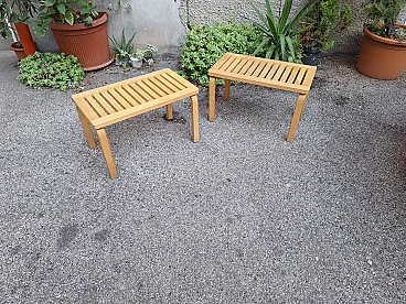 Model 153B benches in birch by Alvar Aalto for Artek, 1980s