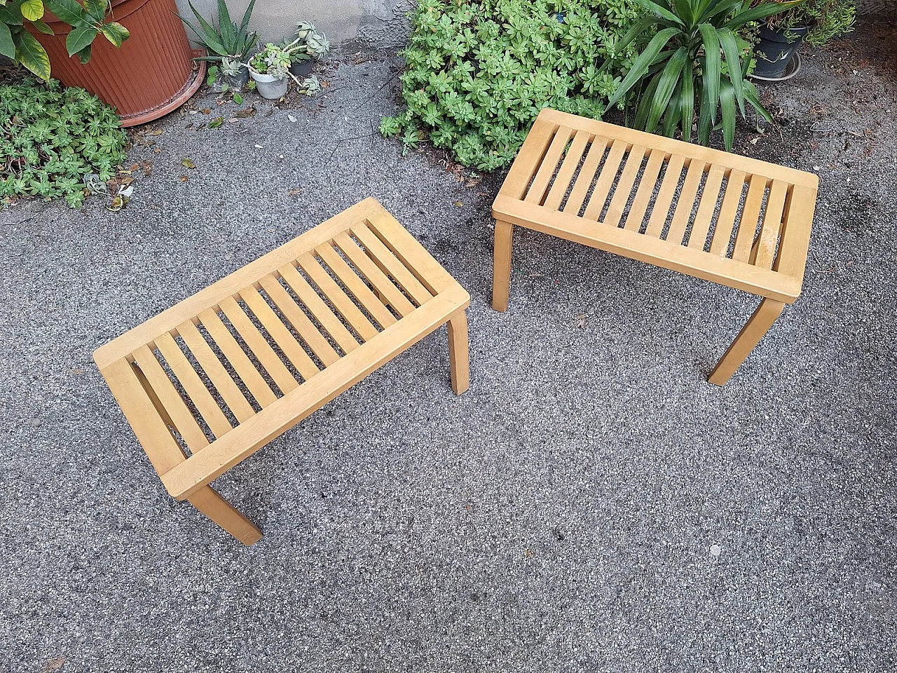 Model 153B benches in birch by Alvar Aalto for Artek, 1980s 3