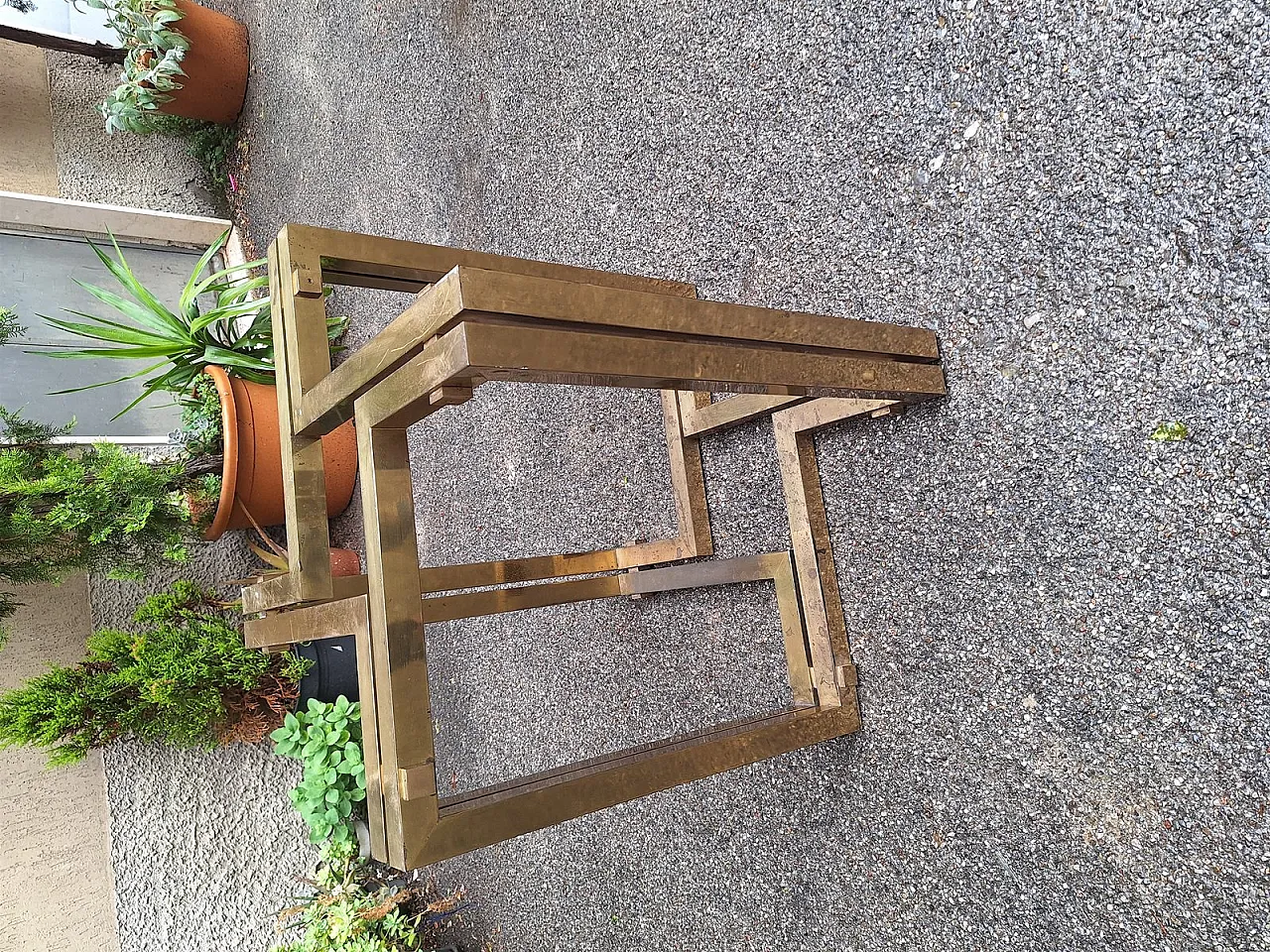 Tavolo da pranzo con base in ottone e ripiano in marmo, anni '60 15