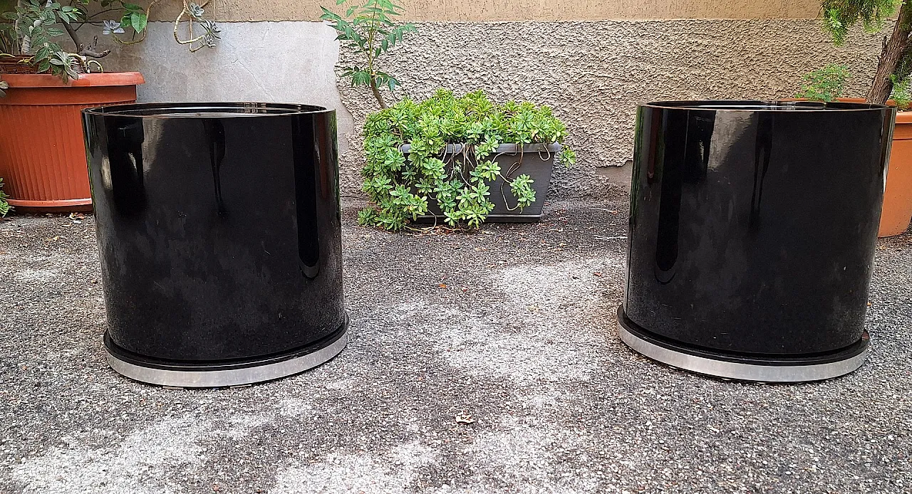 Pair of bar bedside tables in lacquer with aluminum profiles, 1970s 1