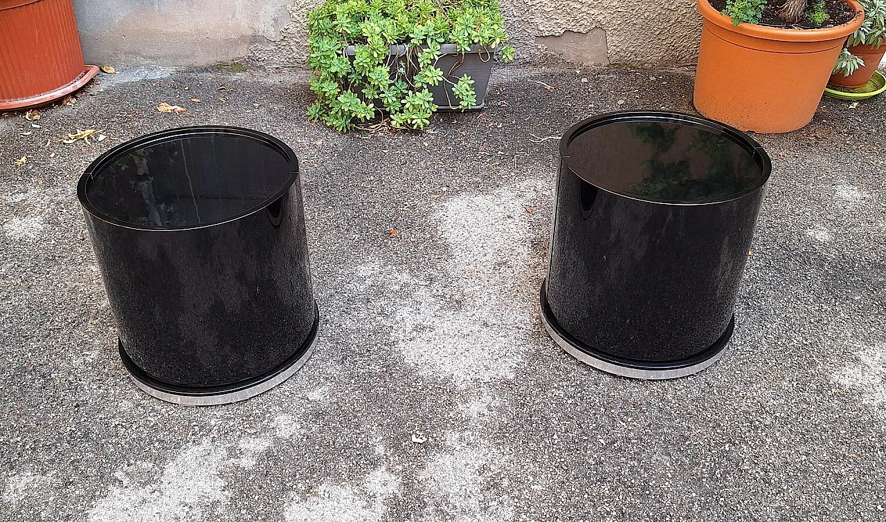 Pair of bar bedside tables in lacquer with aluminum profiles, 1970s 2