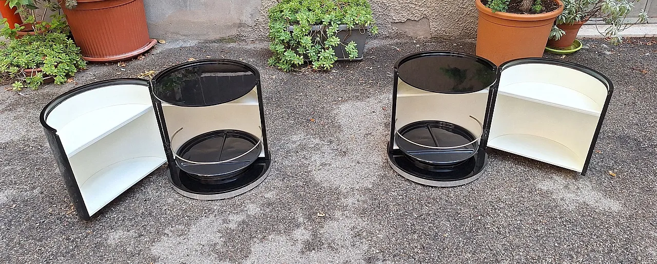 Pair of bar bedside tables in lacquer with aluminum profiles, 1970s 4