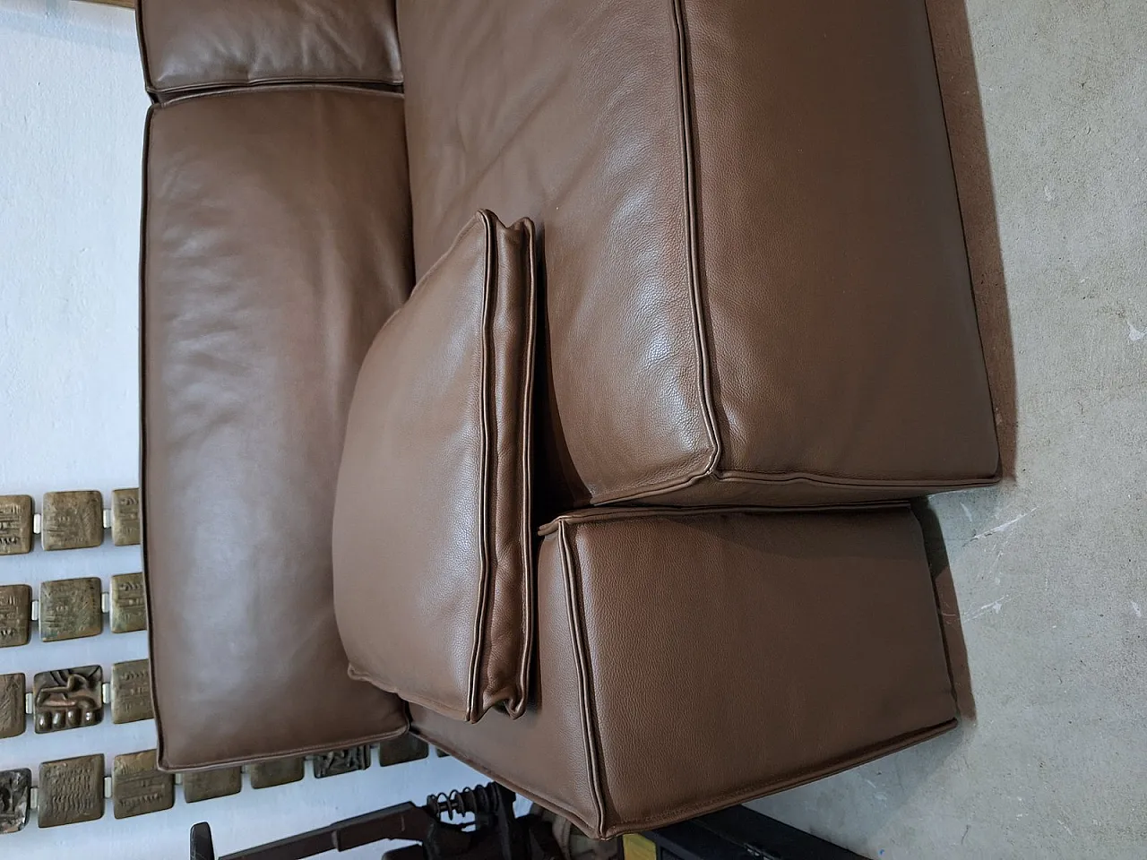 Myworld sofa in brown leather by Philippe Stark for Cassina, 1980s 2