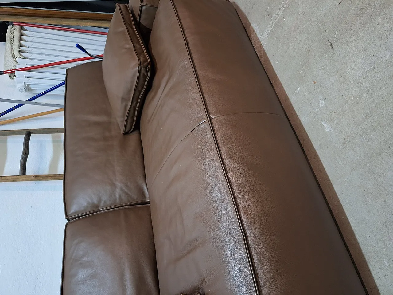 Myworld sofa in brown leather by Philippe Stark for Cassina, 1980s 3