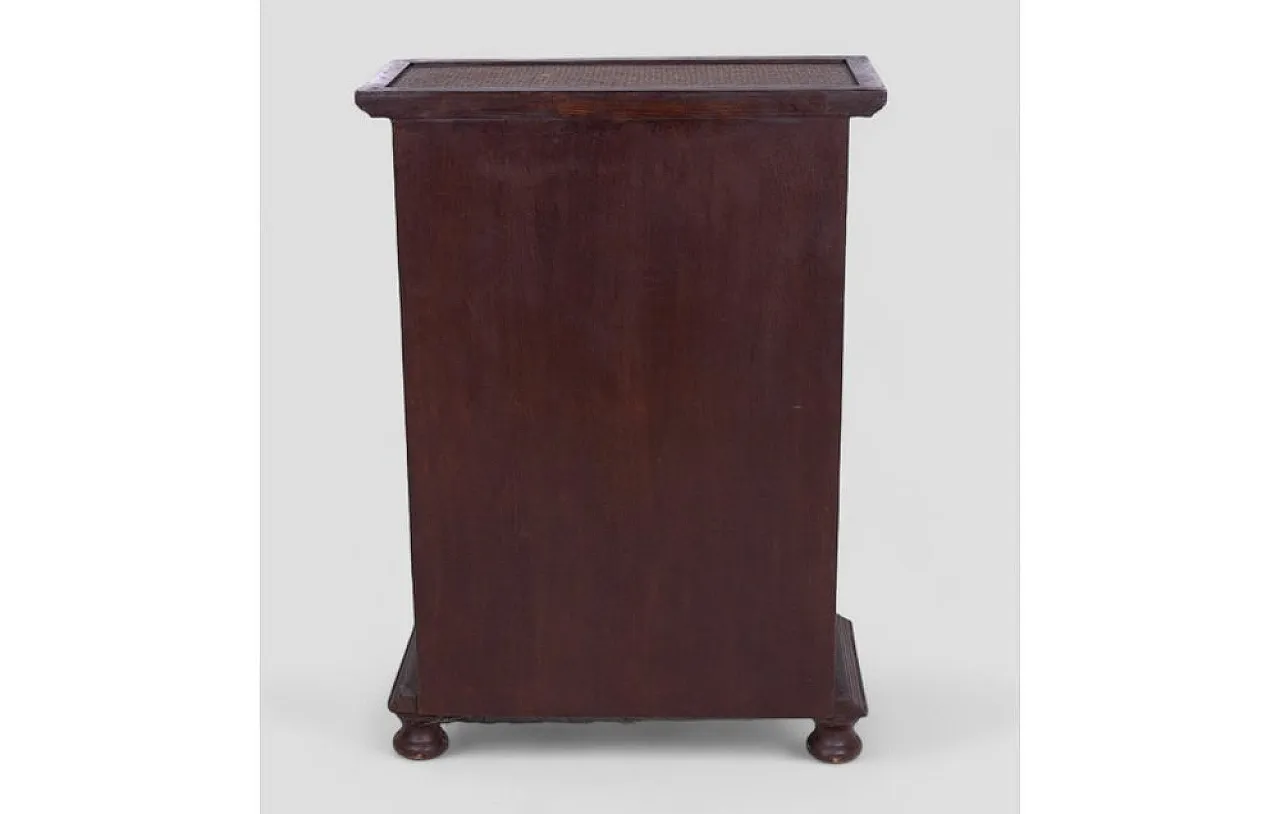 Cabinet in acacia wood with decorations and rattan inserts, 1950s 5