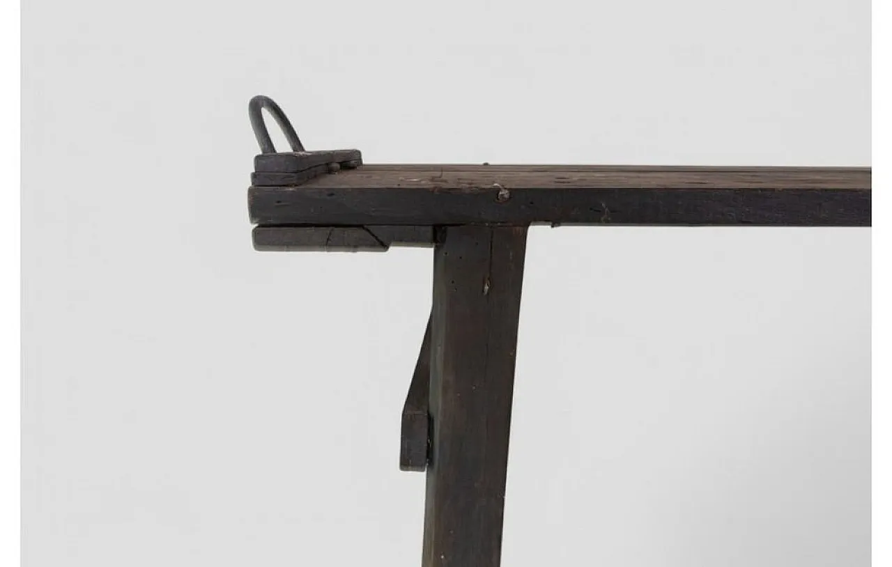 Industrial factory cart coffee table in wood and iron, 20th century 9