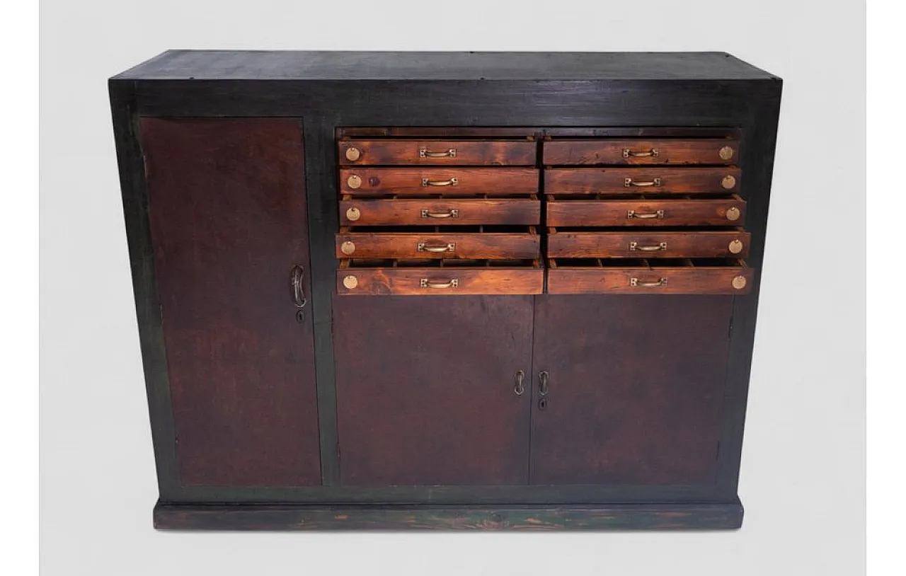 Industrial chest of drawers with numbered drawers, 1950s 12