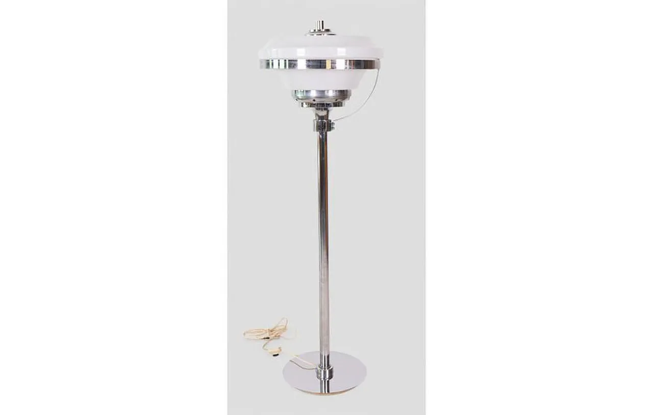Space Age floor lamp in chrome metal and opaline glass, 1970s 2