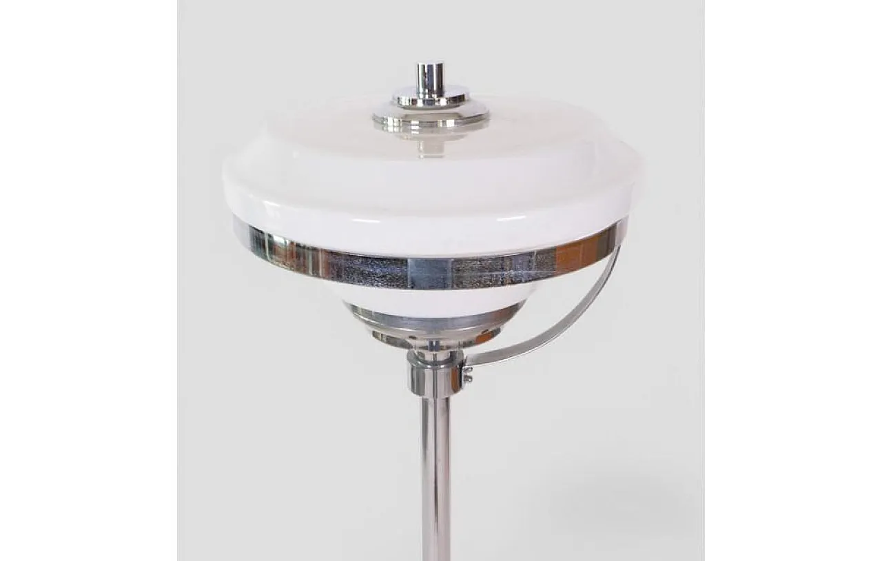Space Age floor lamp in chrome metal and opaline glass, 1970s 3