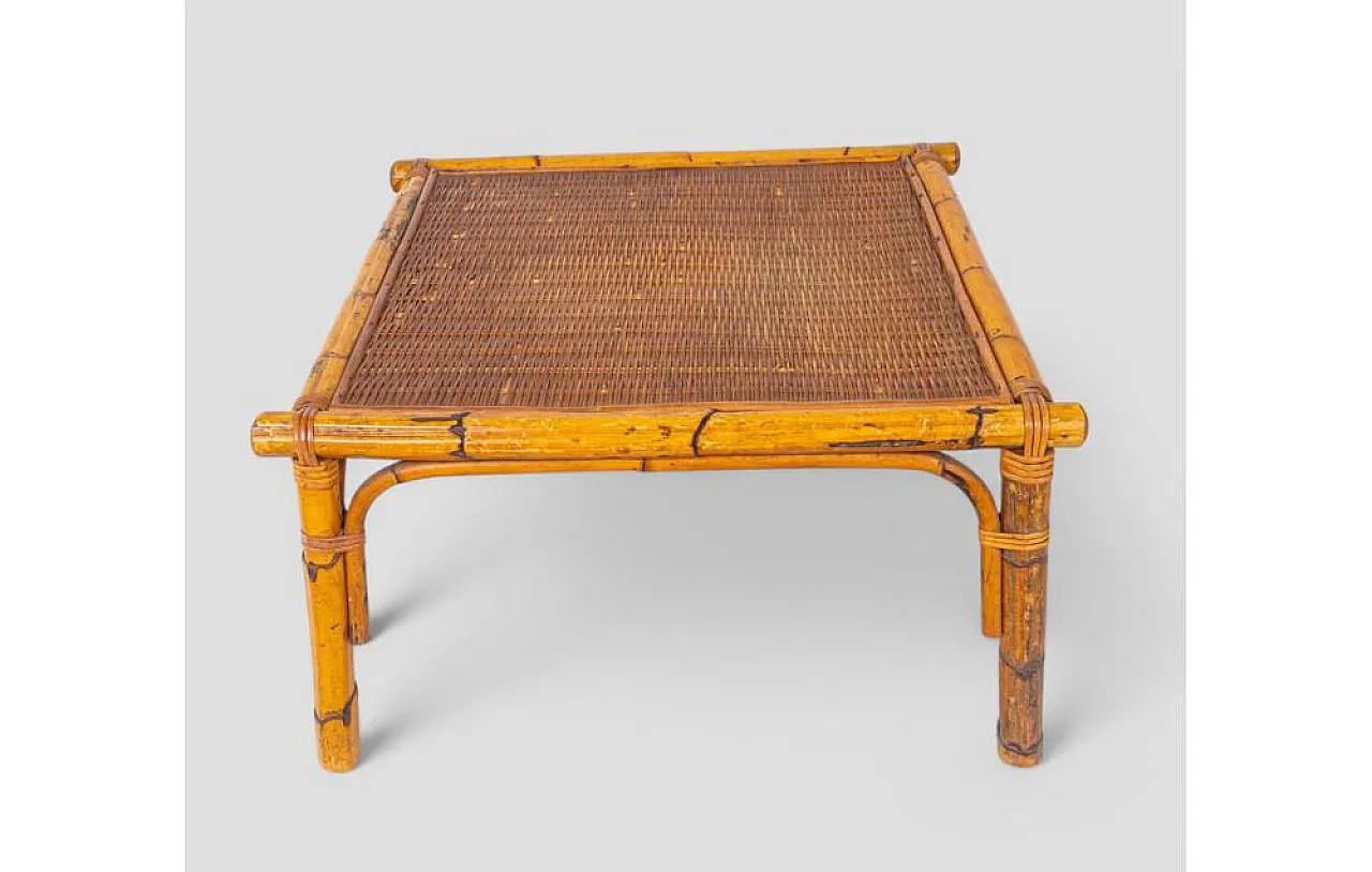 Bamboo and woven rattan coffee table, 1960s 2