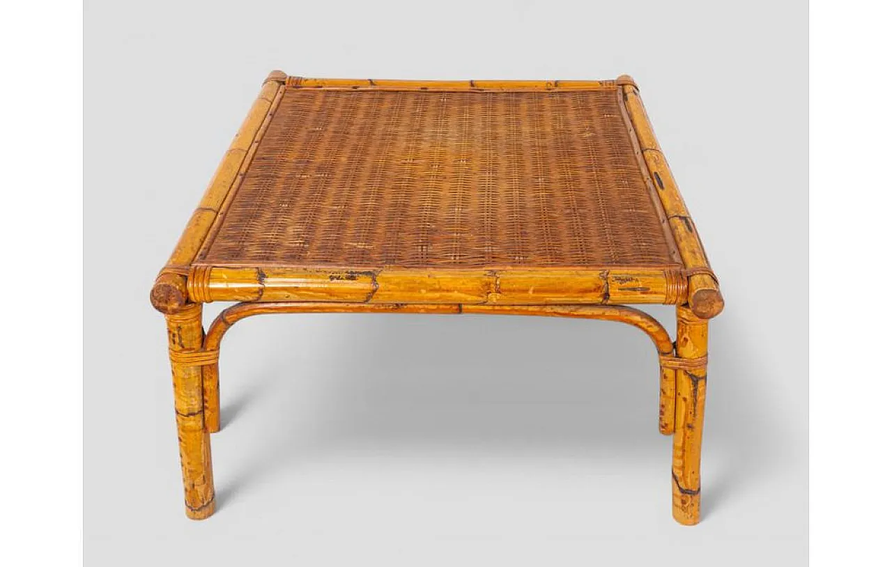 Bamboo and woven rattan coffee table, 1960s 3