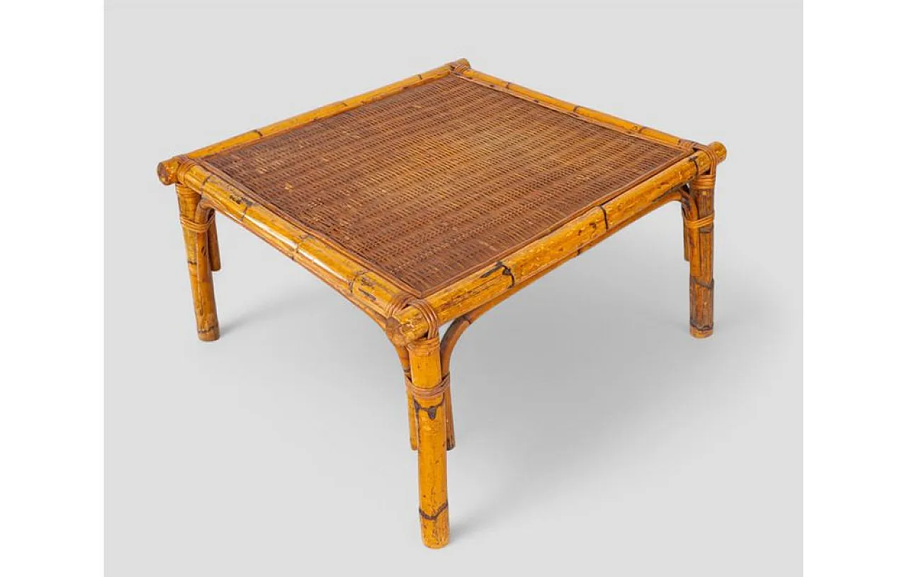 Bamboo and woven rattan coffee table, 1960s 4