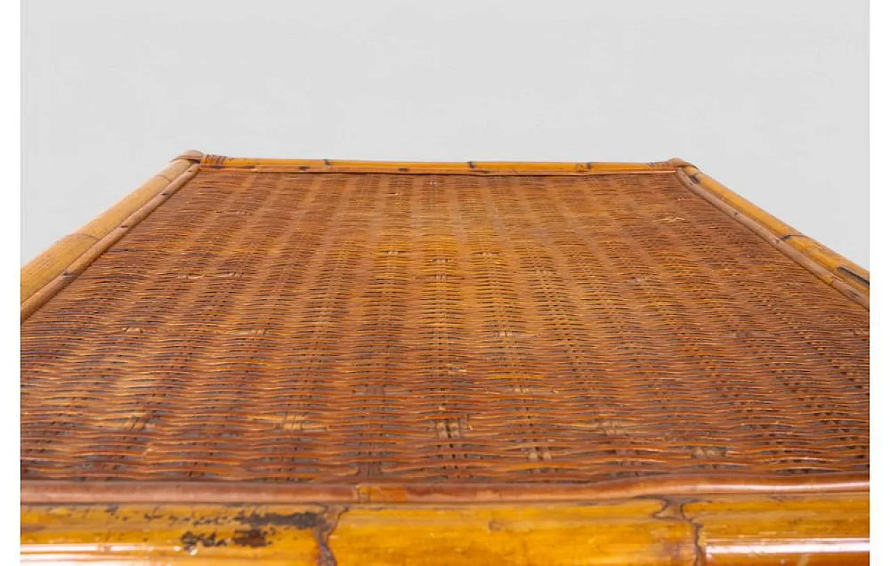 Bamboo and woven rattan coffee table, 1960s 7