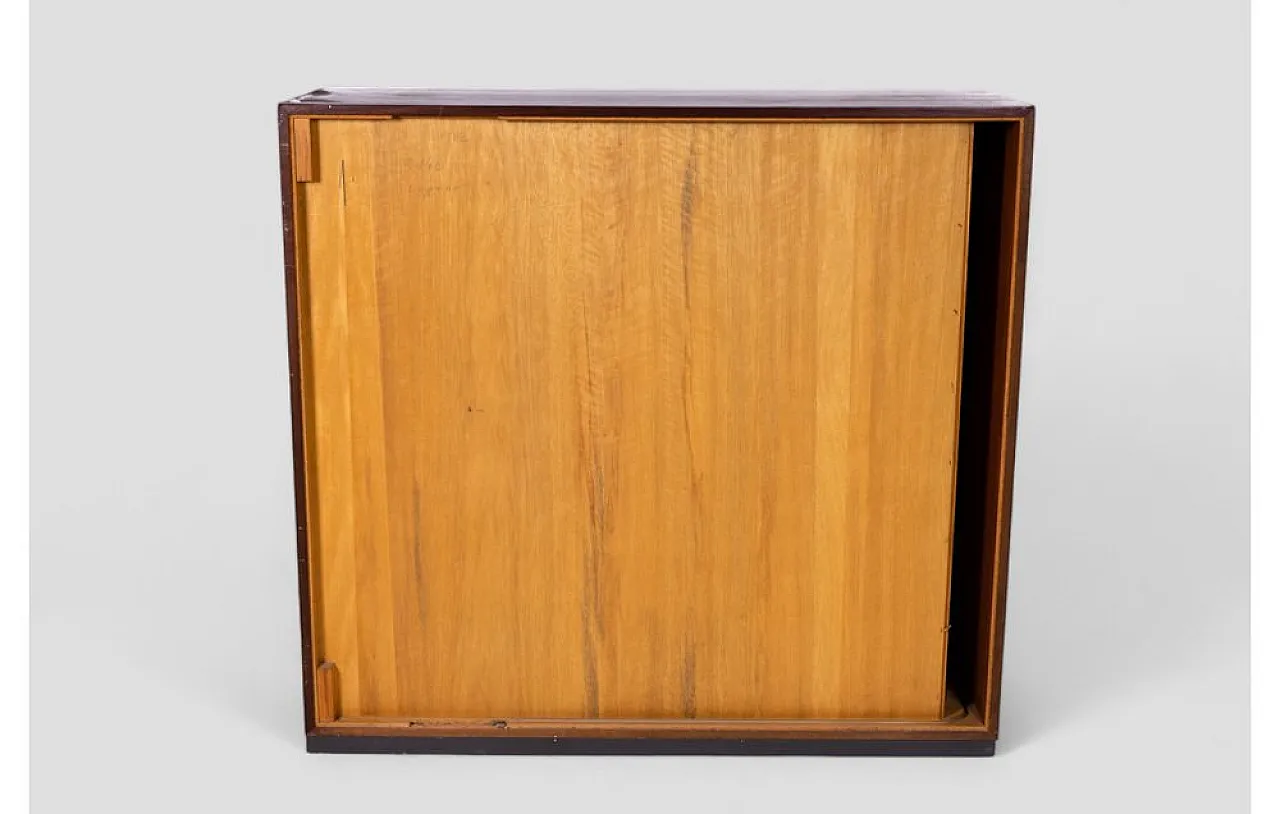 Wooden cabinet with sliding roll-top door and adjustable shelves, 1950 4