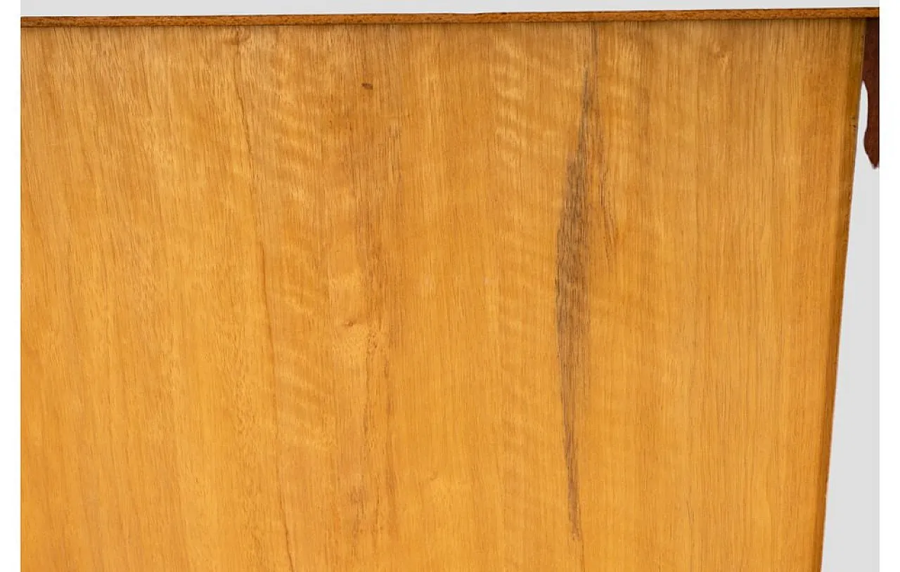 Wooden cabinet with sliding roll-top door and adjustable shelves, 1950 13
