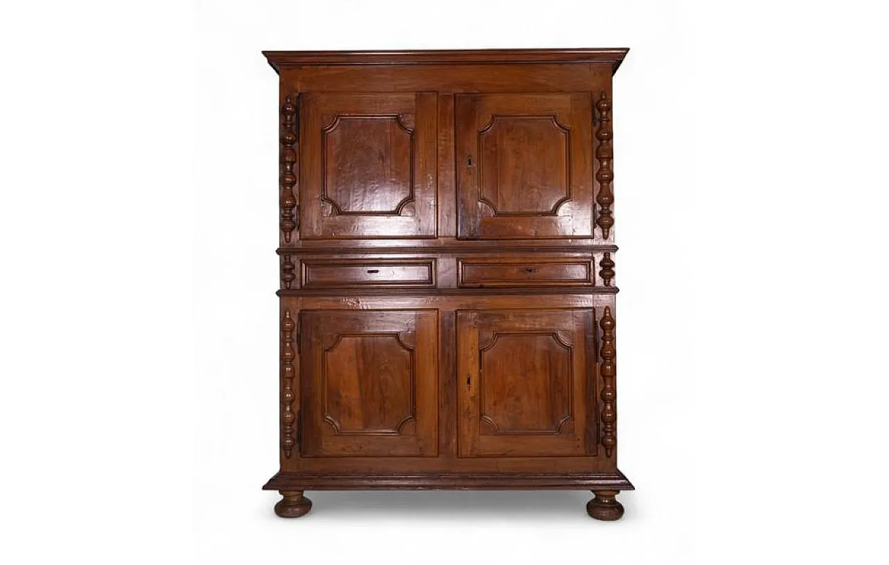 Wood 2-piece sideboard with turned columns, 1950s 1