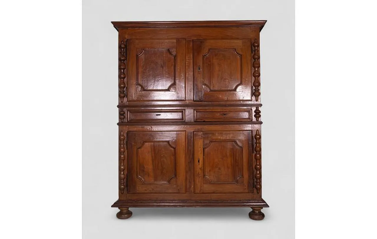 Wood 2-piece sideboard with turned columns, 1950s 2