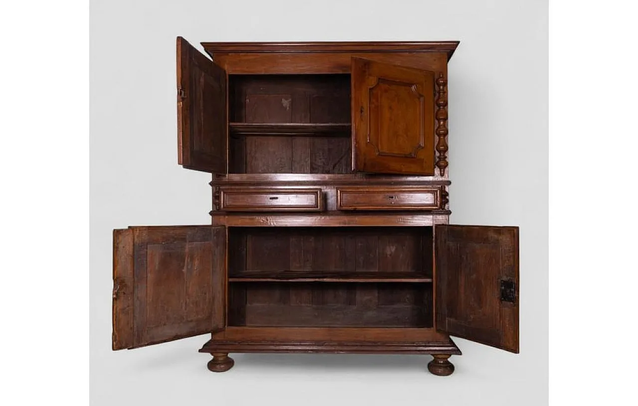 Wood 2-piece sideboard with turned columns, 1950s 6