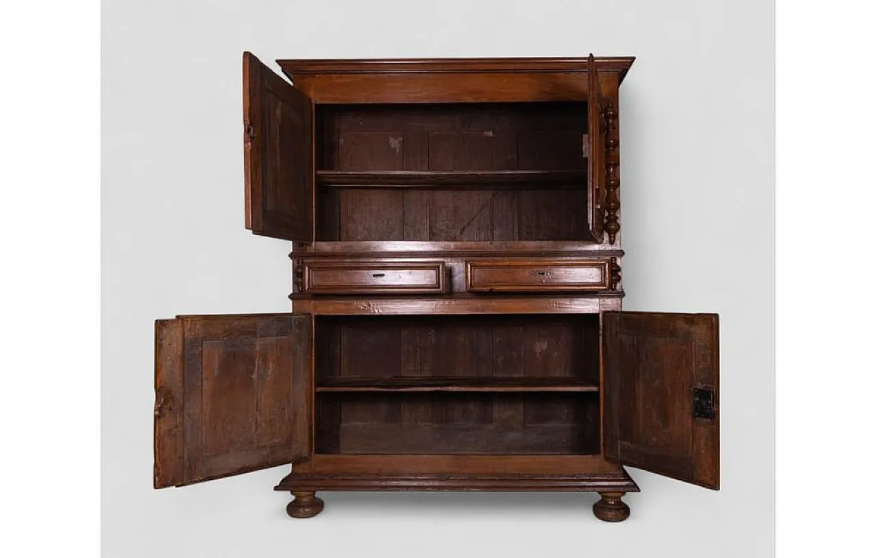 Wood 2-piece sideboard with turned columns, 1950s 7