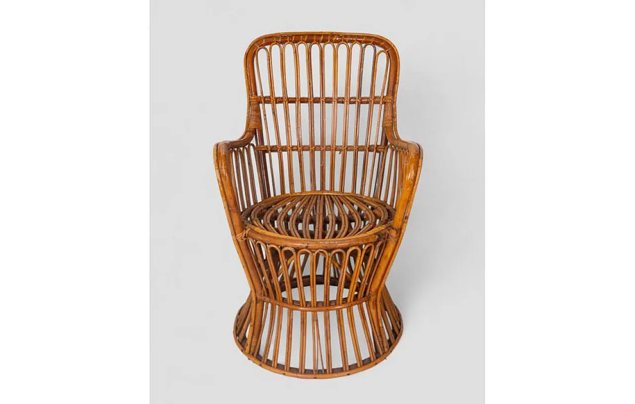 Rattan armchair with goblet structure and arch weave, 1960s 2