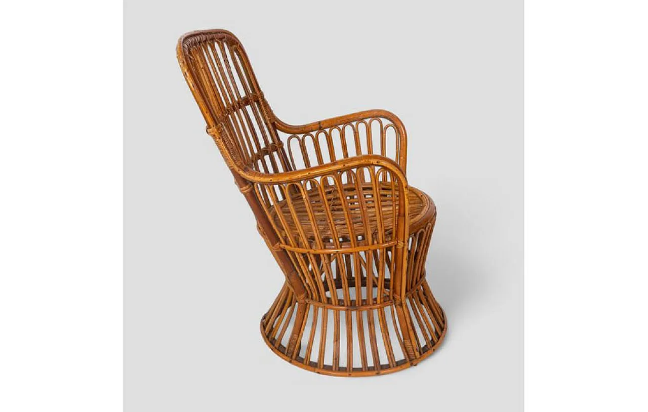 Rattan armchair with goblet structure and arch weave, 1960s 5