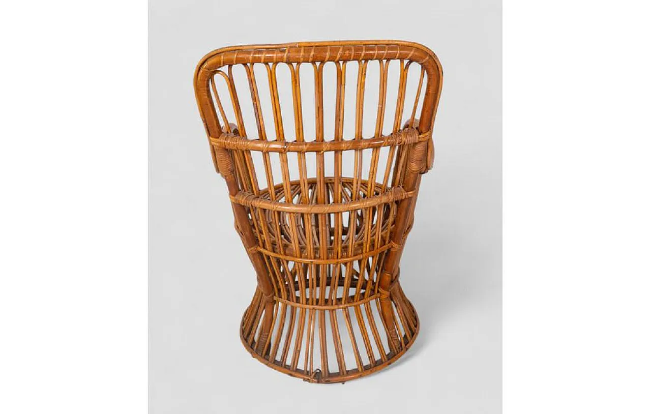 Rattan armchair with goblet structure and arch weave, 1960s 6