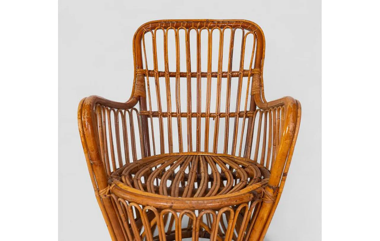 Rattan armchair with goblet structure and arch weave, 1960s 7