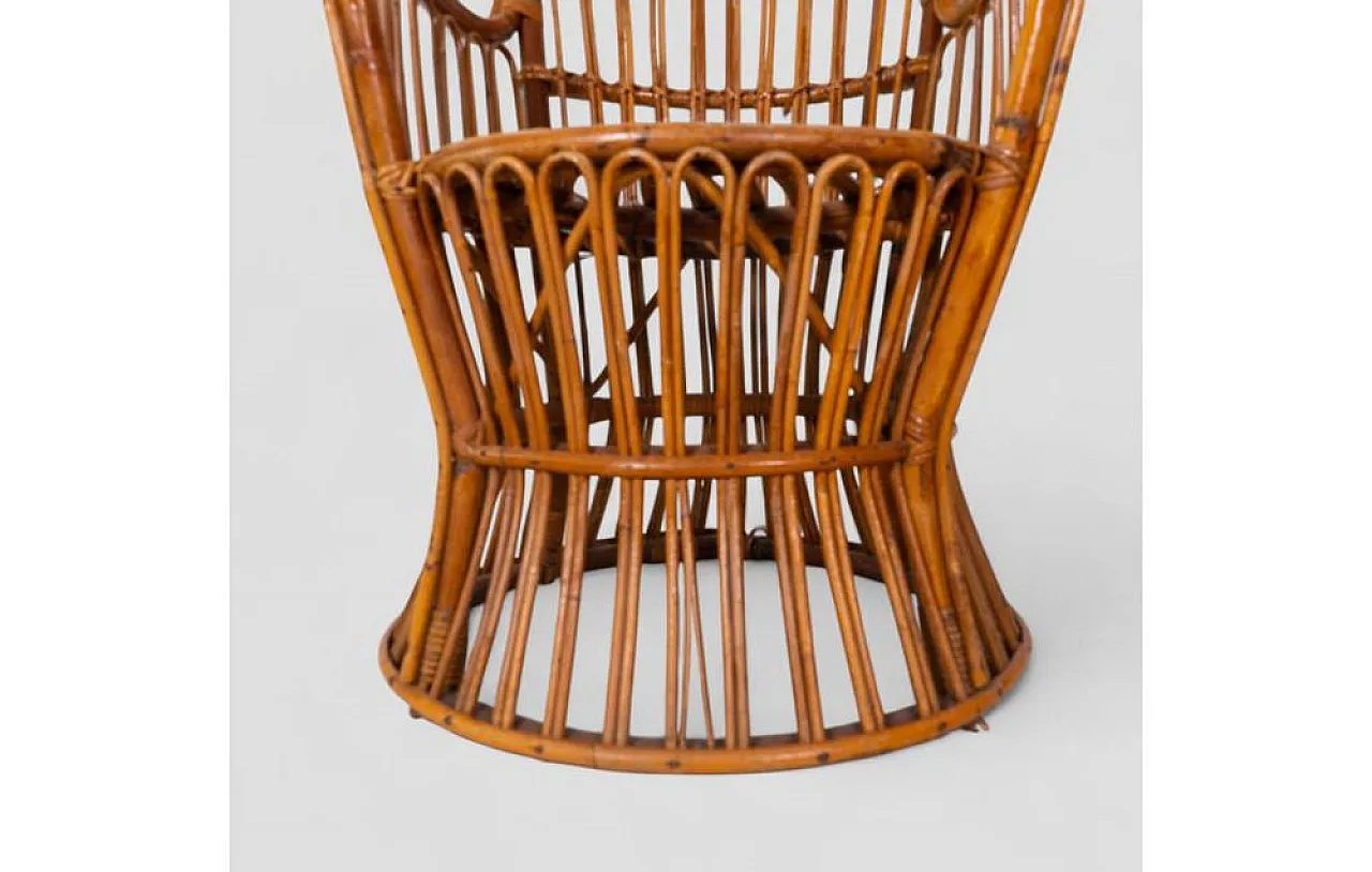 Rattan armchair with goblet structure and arch weave, 1960s 8