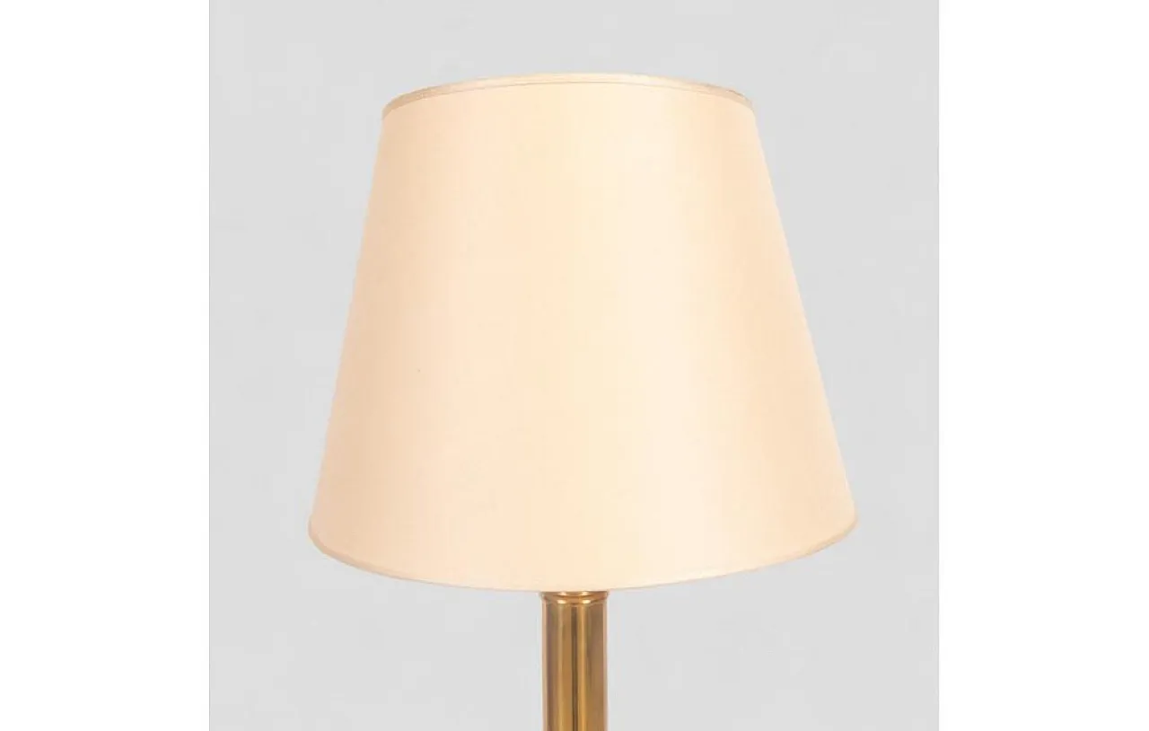 Brass table lamp with ivory fabric lampshade, 1980s 4
