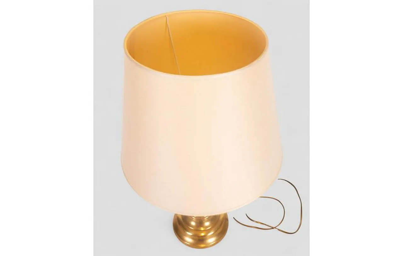 Brass table lamp with ivory fabric lampshade, 1980s 5