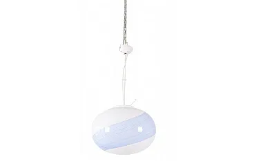 Blown glass pendant lamp with sky-blue spiral decoration, 1970s