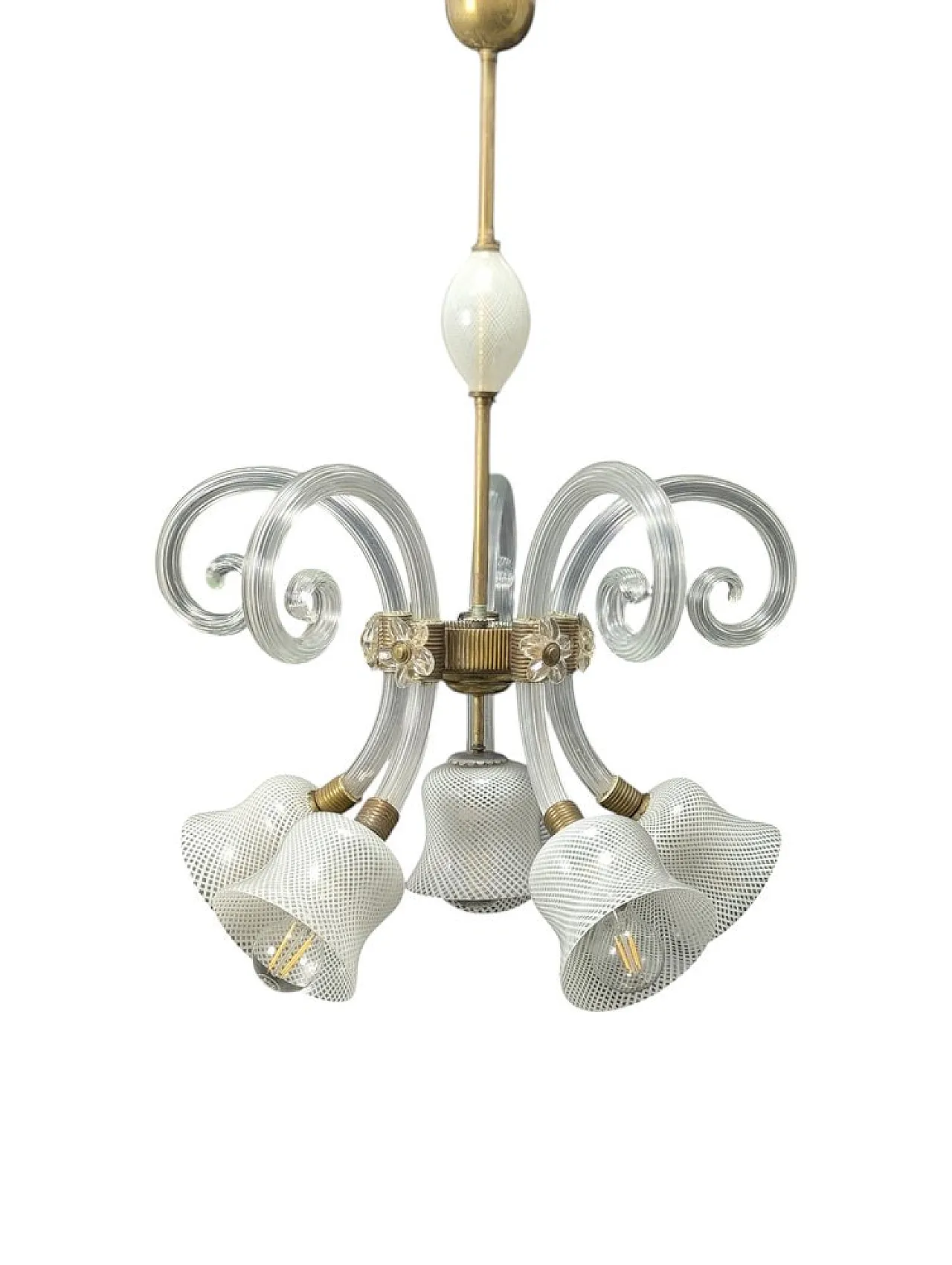 Murano glass ceiling lamp in the style of Barovier and Toso, 1940s 2