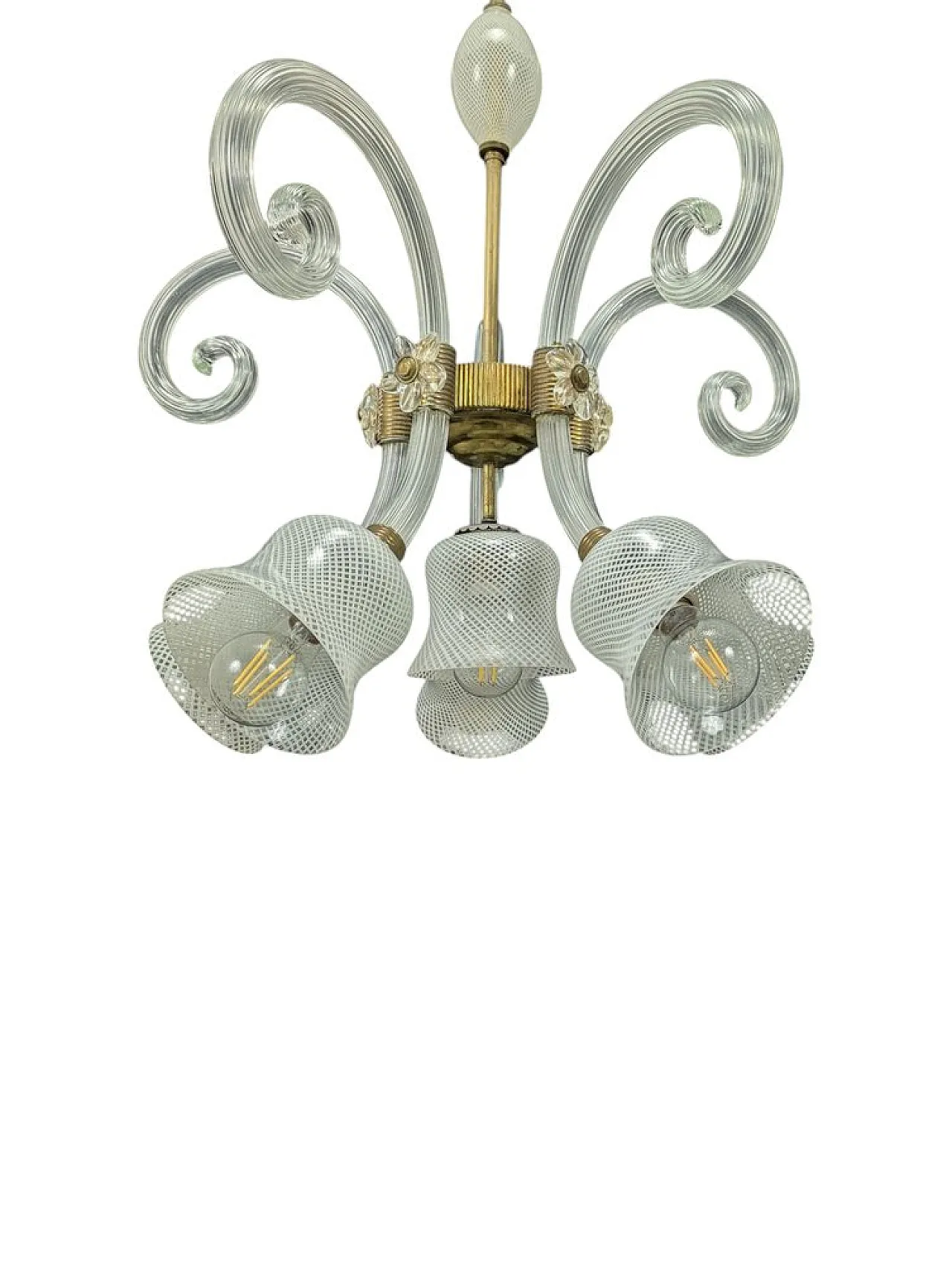 Murano glass ceiling lamp in the style of Barovier and Toso, 1940s 3