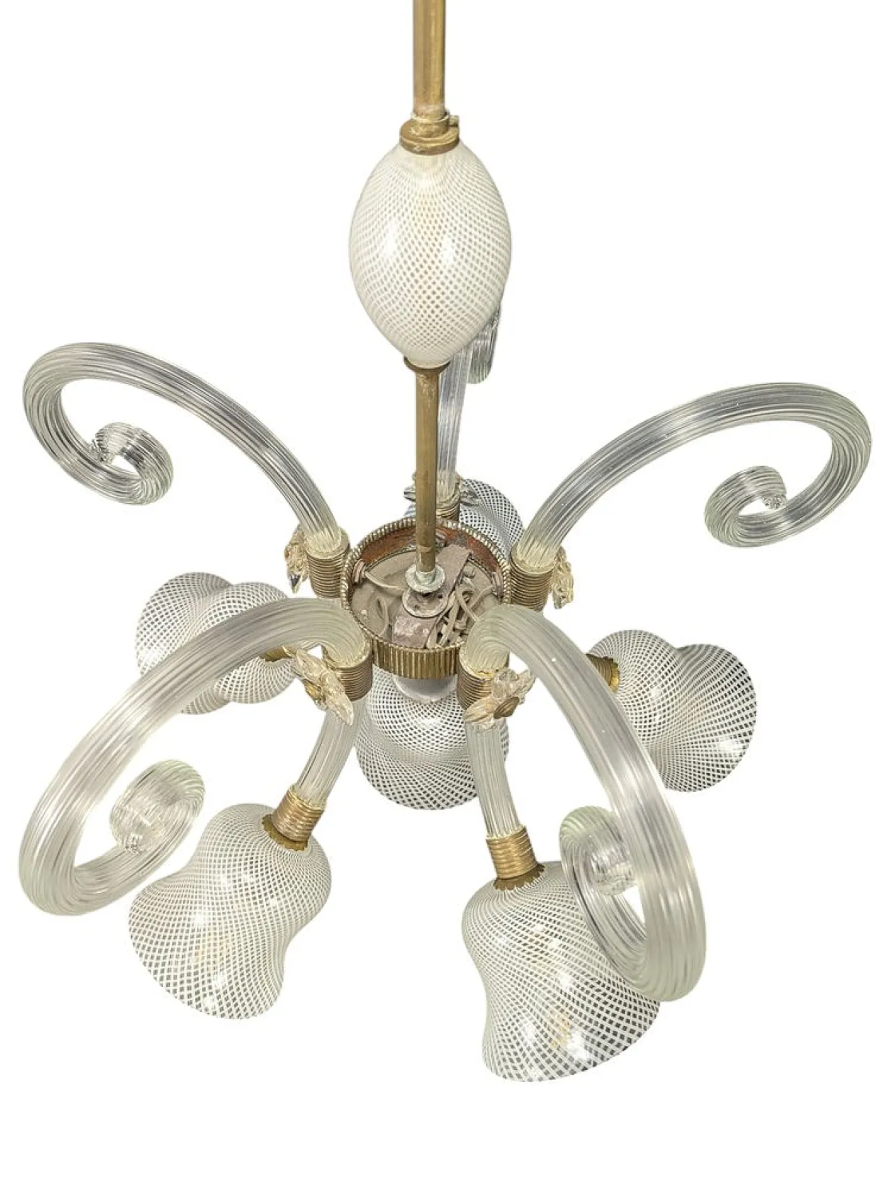 Murano glass ceiling lamp in the style of Barovier and Toso, 1940s 4