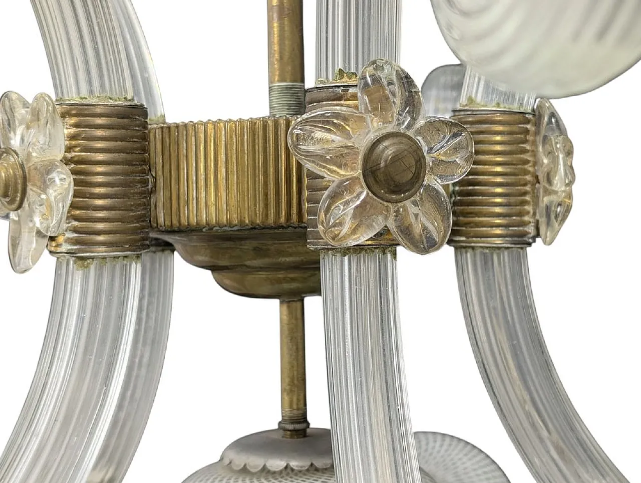 Murano glass ceiling lamp in the style of Barovier and Toso, 1940s 8