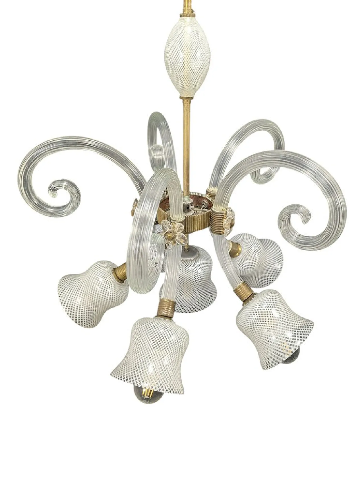 Murano glass ceiling lamp in the style of Barovier and Toso, 1940s 9