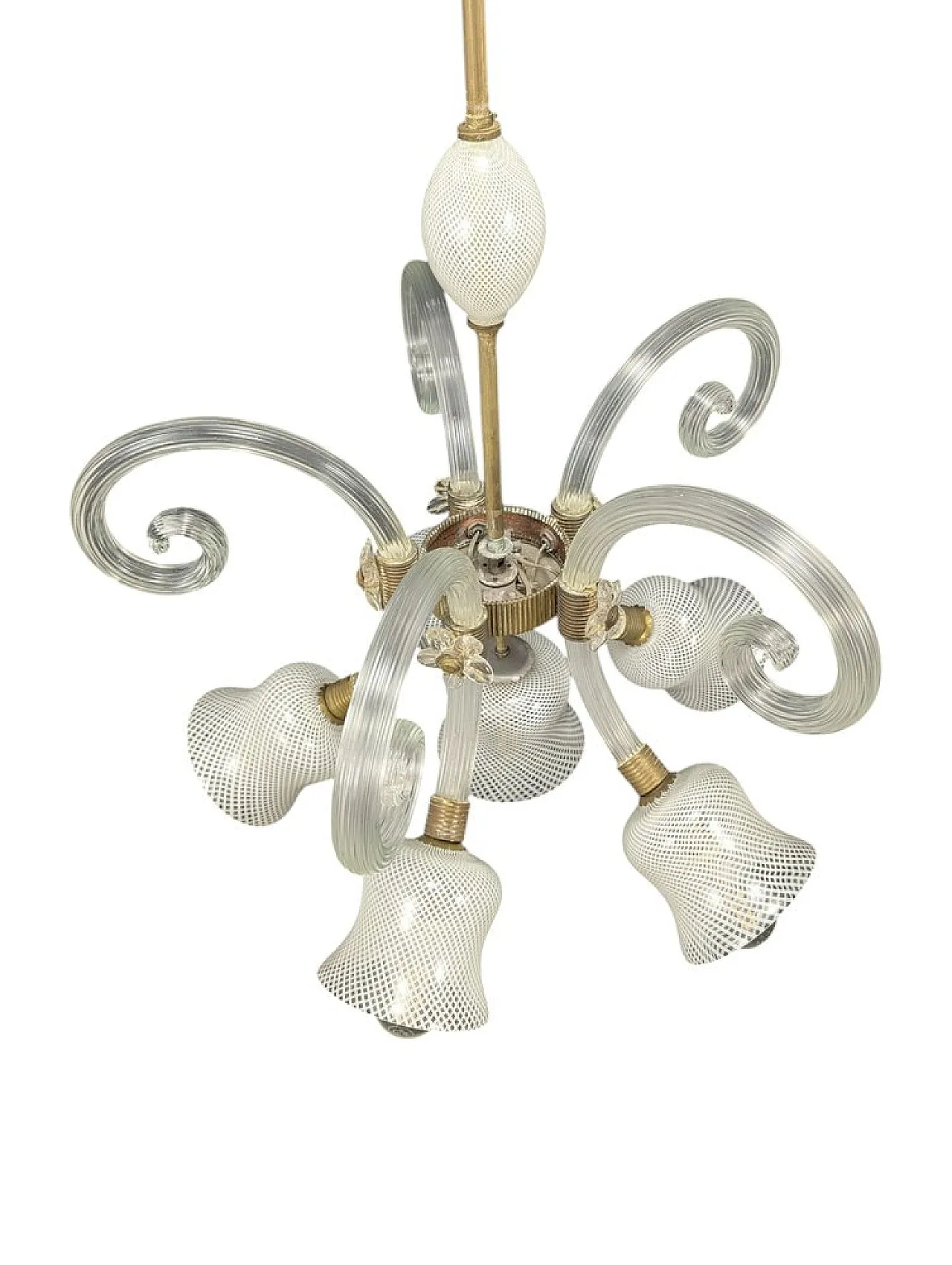 Murano glass ceiling lamp in the style of Barovier and Toso, 1940s 10