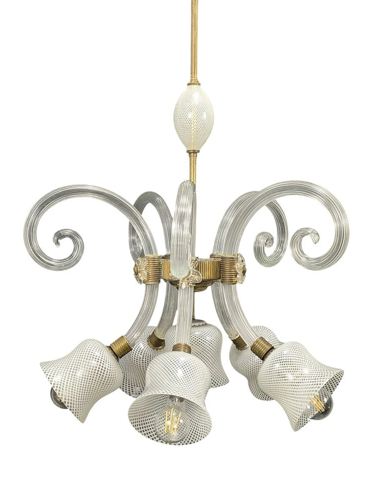 Murano glass ceiling lamp in the style of Barovier and Toso, 1940s 11