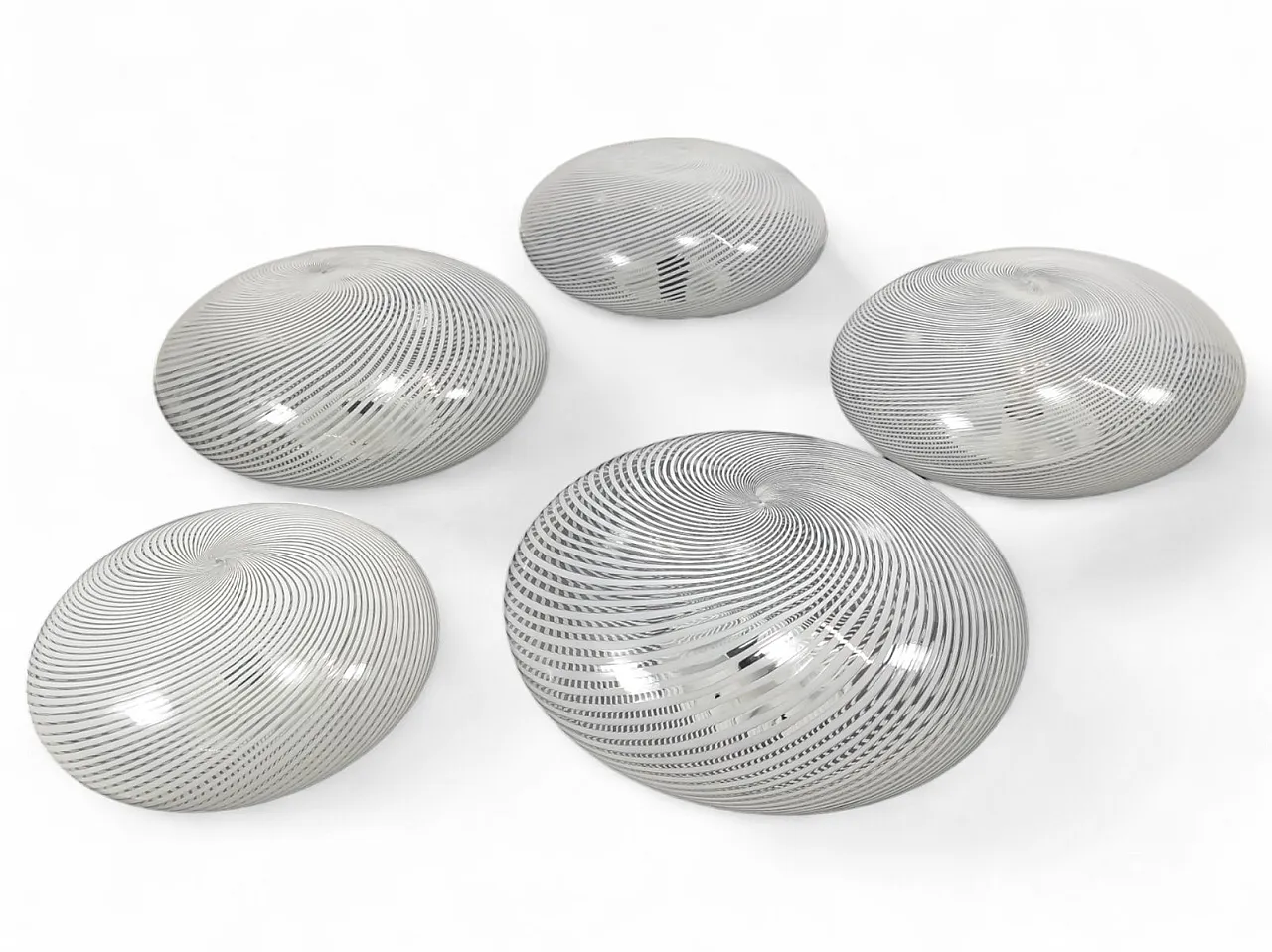 5 Murano glass pendant chandeliers by Venini, 1950s 1