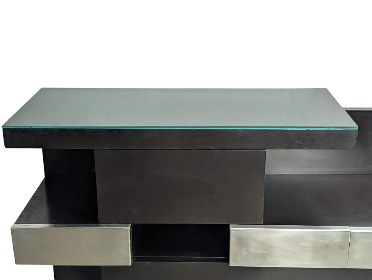 Console table in lacquered wood and glass, 1980s 4