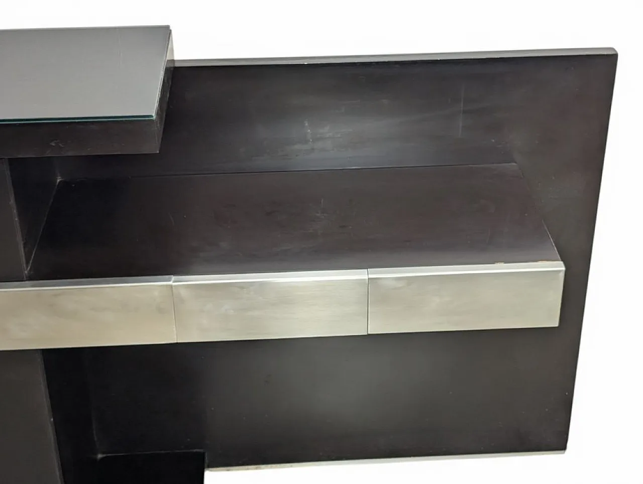 Console table in lacquered wood and glass, 1980s 6