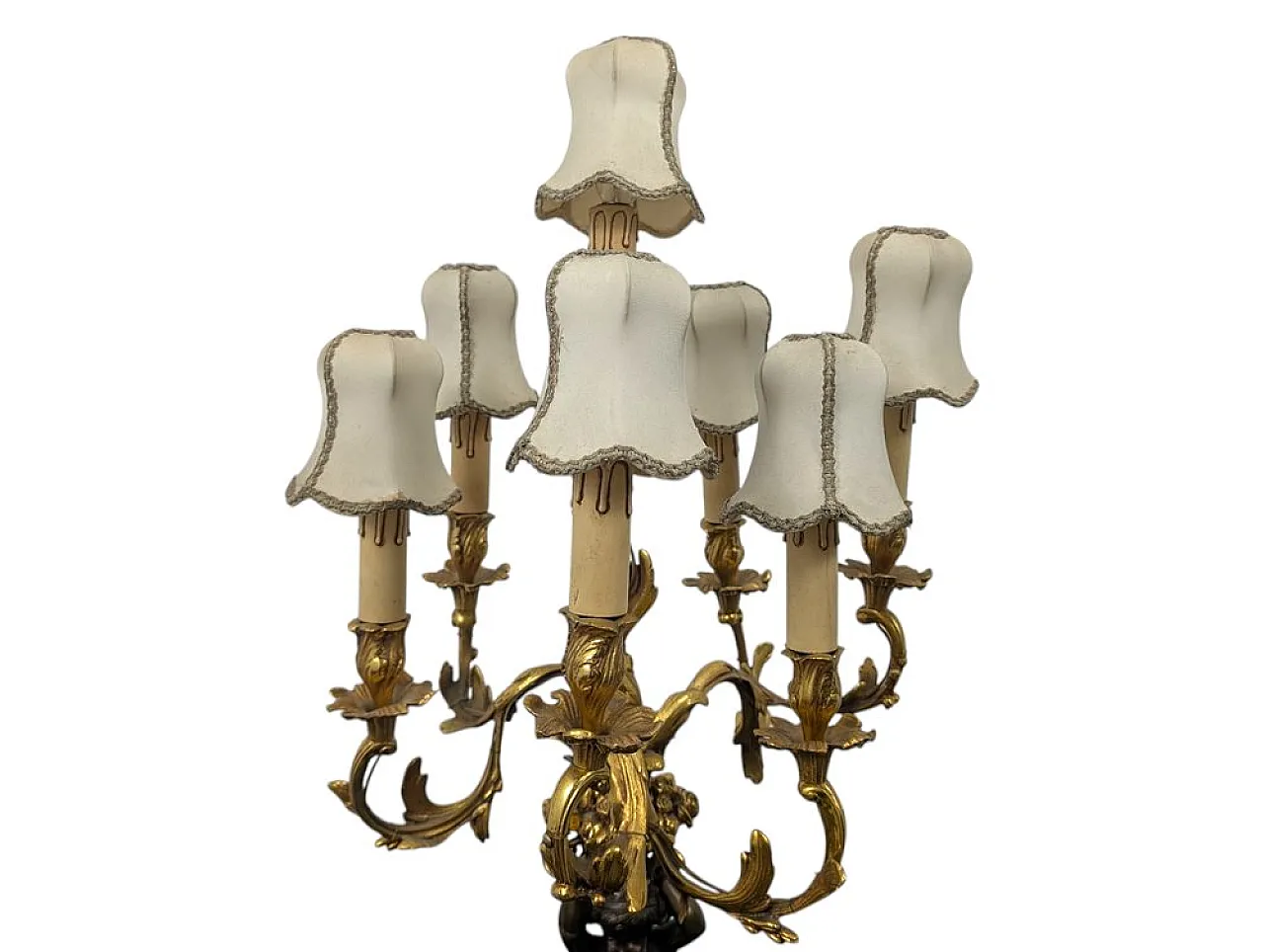 Seven-light table lamp with cherub, 19th century 2