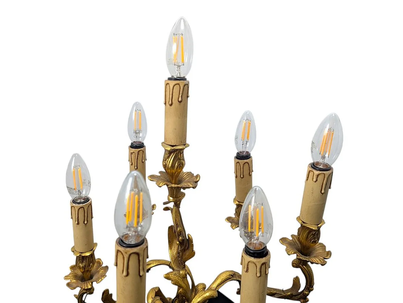 Seven-light table lamp with cherub, 19th century 4
