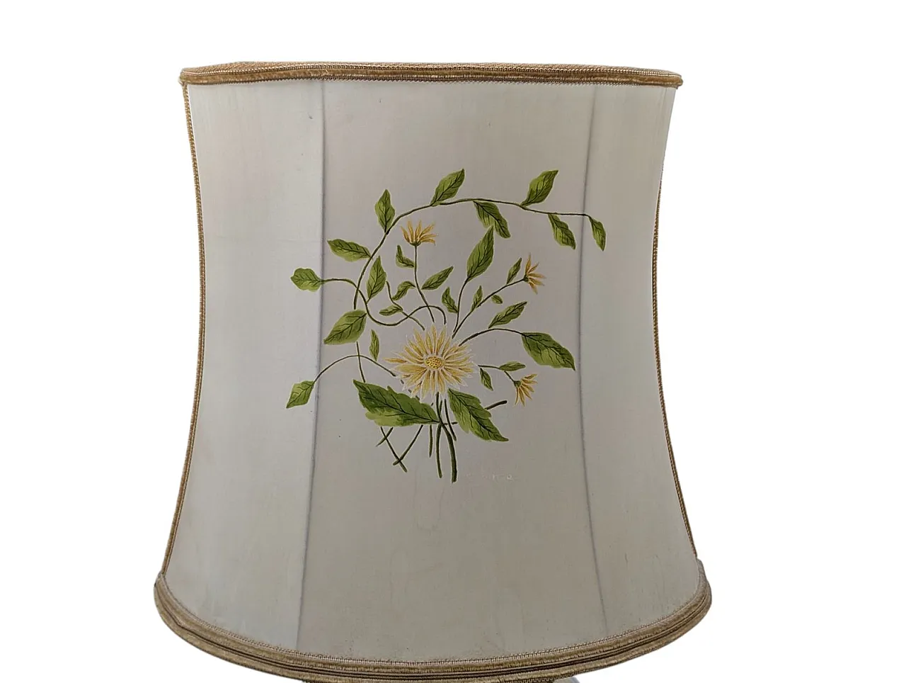 Gilded ceramic table lamp with floral decoration by Ghinza, 1970s 4